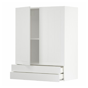 METOD / MAXIMERA Wall cabinet w 2 doors/2 drawers, white/Stensund white, 80x100 cm