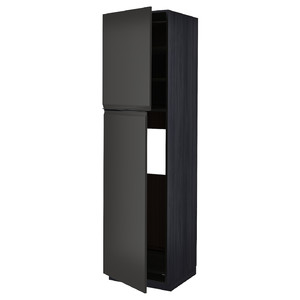 METOD High cabinet for fridge w 2 doors, black/Upplöv matt anthracite, 60x60x220 cm