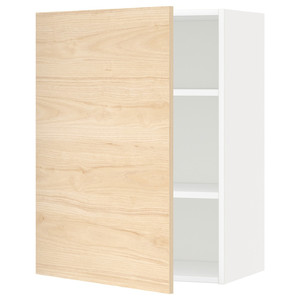METOD Wall cabinet with shelves, white/Askersund light ash effect, 60x80 cm