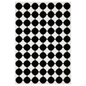 VÄNDPLATS Rug, low pile, white/black dotted, 133x195 cm