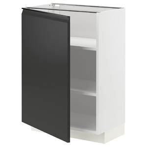 METOD Base cabinet with shelves, white/Upplöv matt anthracite, 60x37 cm