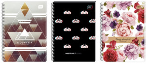 Spiral Notebook A4 100 Sheets Ruled 5-pack, assorted designs