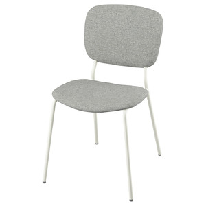 VIHALS Chair, white/Tibbleby beige-grey