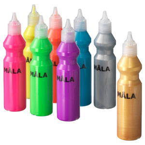 MÅLA Fluorescent/glitter paint, mixed colours assorted colours