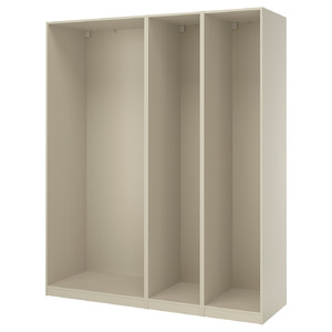 PAX 3 wardrobe frames, grey-beige, 200x58x236 cm