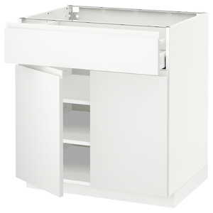 METOD / MAXIMERA Base cabinet with drawer/2 doors, white/Voxtorp matt white, 80x60 cm