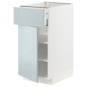 METOD / MAXIMERA Base cabinet with drawer/door, white/Kallarp light grey-blue, 40x60 cm