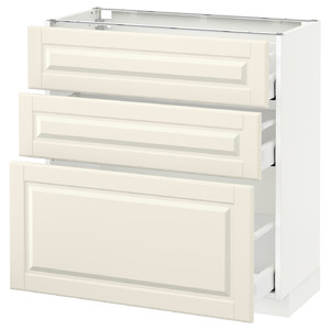 METOD/MAXIMERA Base cabinet with 3 drawers, white, Bodbyn off-white, 80x37 cm
