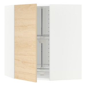 METOD Wall cabinet with carousel, white/Askersund light ash effect,  68x80 cm
