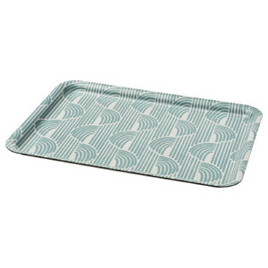 SLÖJSTJÄRT Tray, blue/patterned, 28x37 cm
