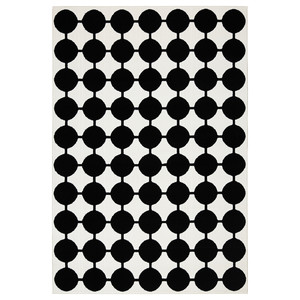 VÄNDPLATS Rug, low pile, white/black dotted, 133x195 cm