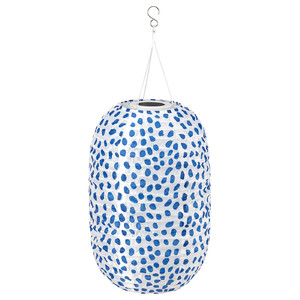 SOLVINDEN Pendant lamp, spotted solar-powered/blue, 43 cm