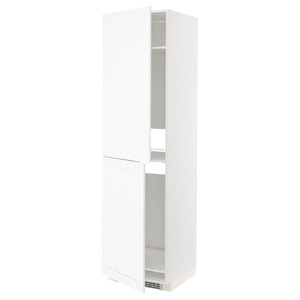 METOD High cabinet for fridge/freezer, white Enköping/white wood effect, 60x60x220 cm