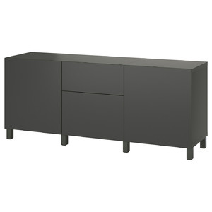 BESTÅ Storage combination with drawers, dark grey/Lappviken/Stubbarp dark grey, 180x42x74 cm