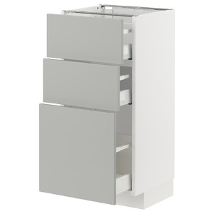 METOD / MAXIMERA Base cabinet with 3 drawers, white/Havstorp light grey, 40x37 cm