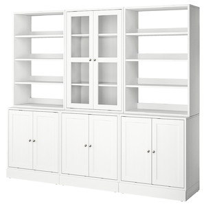 HAVSTA Storage combination w glass doors, white, 243x47x212 cm