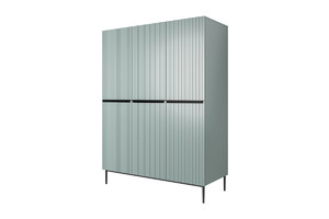 Wardrobe Nicole with Drawer Unit 150 cm, sage, black handles and legs