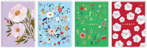 Notebook A4 96 Pages Squared Hard Cover Garden 5pcs, assorted