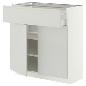 METOD/MAXIMERA Base cabinet with drawer/2 doors, white/Aspudden light grey, 80x37 cm