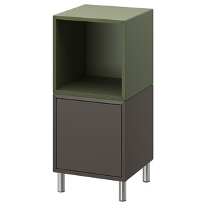 EKET Cabinet combination with legs, dark grey grey-green/metal, 35x35x80 cm
