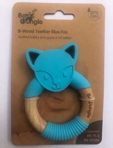 Bo Jungle B-Wood Teether Animals Blue Fox