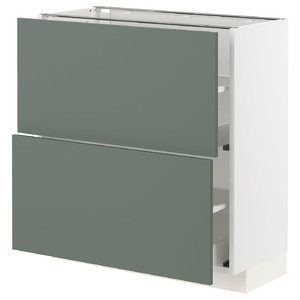 METOD / MAXIMERA Base cabinet with 2 drawers, white/Bodarp grey-green, 80x37 cm