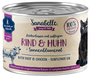 Sanabelle Adult Cat Food Beef & Chicken + Sunflower Oil 195g