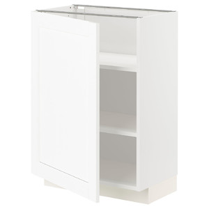 METOD Base cabinet with shelves, white Enköping/white wood effect, 60x37 cm