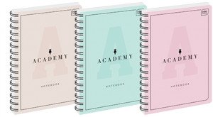 Spiral Notebook A4 100 Sheets Squared Academy 5-pack, assorted colours