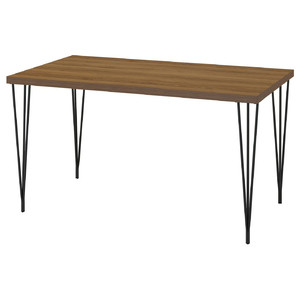 SKÅLSTA Table, walnut effect/hairpin black-grey, 140x80 cm