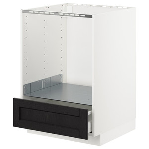 METOD/MAXIMERA Base cabinet for oven with drawer, white/Lerhyttan black stained, 60x61.8x88 cm