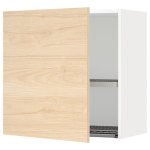 METOD Wall cabinet with dish drainer, white/Askersund light ash effect, 60x60 cm