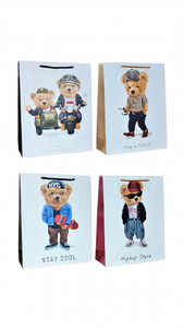Gift Bag Teddy Bear 310x395, 12pcs, assorted patterns