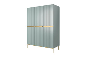 Wardrobe Nicole 150 cm, sage, gold handles and legs