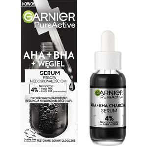 Garnier Pure Active 4% AHA + BHA & Niacinamide Charcoal Face Serum Vegan 30ml