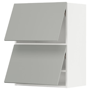 METOD Wall cabinet horizontal w 2 doors, white/Havstorp light grey, 60x80 cm