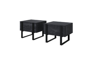 Nightstand Bedside Table Verica Set of 2, charcoal/black legs