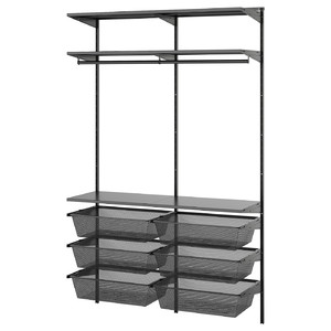 BOAXEL Wardrobe combination, anthracite, 125x40x201 cm