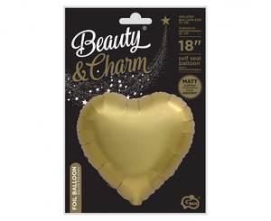 Christmas Foil Balloon Heart 46cm, matt gold