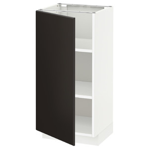 METOD Base cabinet with shelves, white/Kungsbacka anthracite, 40x37 cm