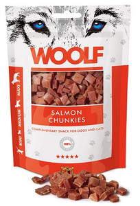 Woolf Soft Salmon Chunkies Snack for Dogs & Cats 100g