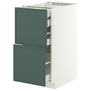 METOD/MAXIMERA Base cb 2 frnts/2 low/1 md/1 hi drw, white/Aspudden dark grey-green, 40x60 cm