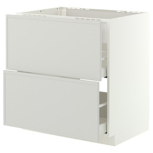 METOD/MAXIMERA Base cab f hob/int extractor w drw, white/Aspudden light grey, 80x60 cm