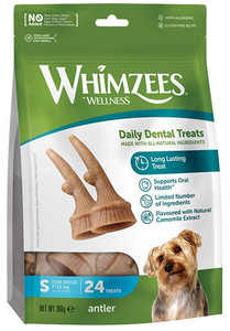 Whimzees Daily Dental Treats for Dogs Antler Size S 24pcs
