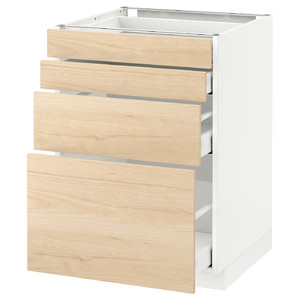 METOD / MAXIMERA Base cabinet with 4 drawers, white, Askersund light ash effect, 60x60 cm