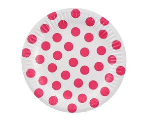 Paper Plates Dots 18cm 6pcs, magenta
