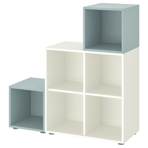 EKET Cabinet combination with feet, white/light grey-blue, 105x35x107 cm