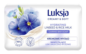Luksja Creamy & Soft Caring Bar Soap Hydrating Linseed & Rice Milk Vegan 98% Natural 90g