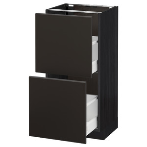 METOD / MAXIMERA Base cabinet with 2 drawers, black/Kungsbacka anthracite, 40x37 cm
