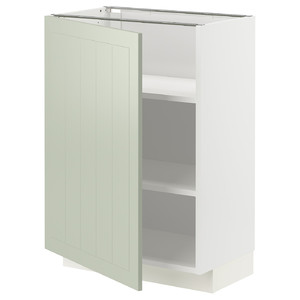 METOD Base cabinet with shelves, white/Stensund light green, 60x37 cm